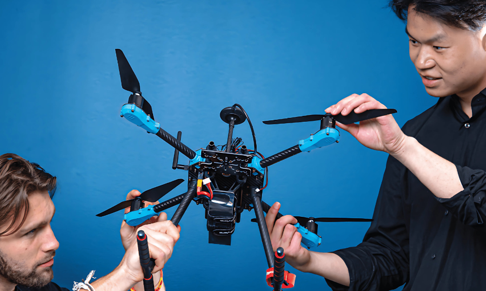 Students working on a drone project.